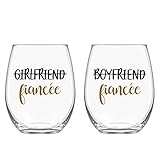 Engagement Stemless Wine Glass, Valentine’s Day Christmas Wedding Birthday Anniversary Present for...
