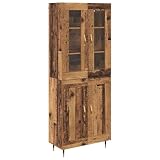 KPWENFBSL Juego de 2 tablas altas de madera con puertas de cristal, 180 cm