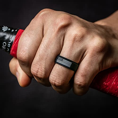 ThunderFit Silicone Wedding Rings for Men, Breathable Airflow Pattern 8mm Wide 2mm Thick - 1/4/5/8 Variety Multipack2