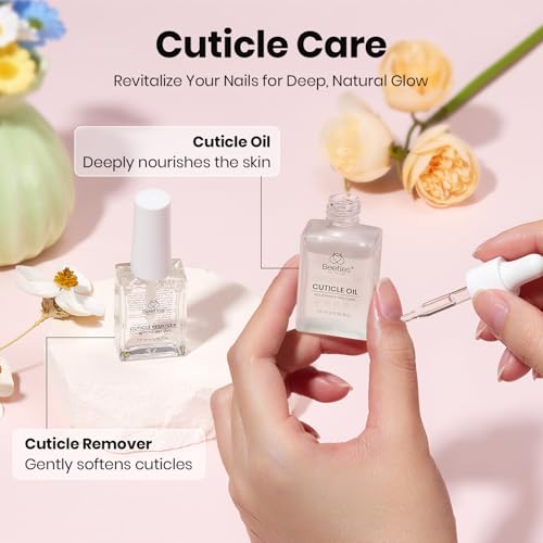 Image of Beetles Nail Prep Kit Nail Dehydrator and Primer Cuticle Oil Cuticle Remover 4PCS 7.5ML Nails Care Tool Kit with Cuticles Pusher Nails Files Clippers Dust Brush 6PCS Manicure Tools for Gel Polish