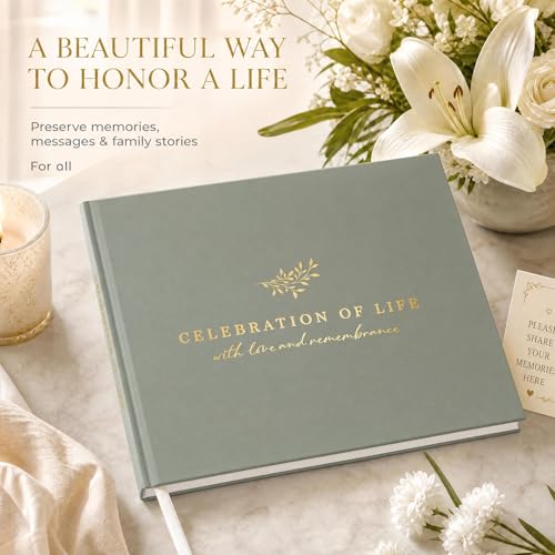 Image of ZICOTO Beautiful Funeral Guest Book for The Celebration of Life - The Perfect Hard Cover in Loving Memory Book with Ample Space to Sign in for Guests - Premium Craftsmanship for Honoring Loved Ones