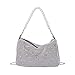 Damen Handtasche mit Glänzenden Strasssteinen, Damen Clutch Silber Abendtasche, Diamant Strass Umhängetasche klein, Abnehmbarer Schultergurt Schultertasche Kette Tasche für Hochzeit Party Disko