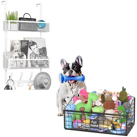 Kaiferty Over The Door Hooks Organizer+Indestructible Dog Toy Basket Cover