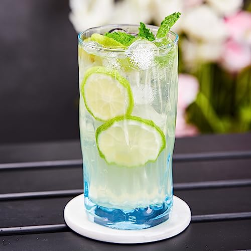 Solid Color Drinking Glasses Set of 6, 13.5 OZ Wind-blown Ripples Glass Tumbler Glassware for Water, Juice, Different Options for Home, Restaurant, Hotel, Bar, Blue