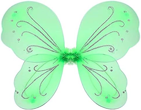 NENMATTE Fairy Wings for Girls, Sparkle Angel Wings Butterfly Fairy Wing for Birhday Party Halloween Costume Dress Up for Kids Women (Green)