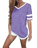 Womens Tops Baseball Tee Women Summer Casual Short Sleeve T-Shirts (S, Light Purple)