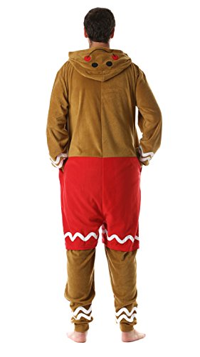 Pijama masculino de microfleece com macacão de Natal adulto #followme, Gingerbread Man, Small