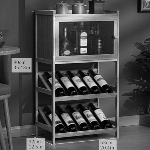 Soporte para botellas de vino de piso con tapa de madera 50x32x90CM miniatura 7
