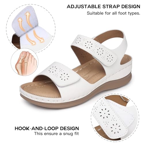 Image of SHIBEVER Women Flat Sandals Comfortable: Arch Support Sandals Dressy