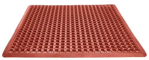 Rhino Mats, B-Series Anti-Fatigue Drain-Thru, Grease Proof, Non-Slip Drainage Floor Mat for Restaurant, Kitchen, Pool, Car Wash, Lab, Gyms, Workplace, Docks or Anywhere (Terra Cotta, 3' x 3' x 3/4")