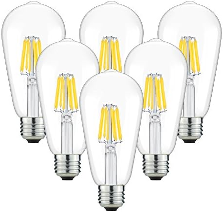 Antique LED Bulbs Soft Warm White 2700K, 8W ST64 Dimmable Vintage Edison LED Bulbs, 80W Equivalent, Squirrel Cage Filament Bulb, 680 Lumens, E26 Clear Glass, Pack of 6(2 Year Warranty)