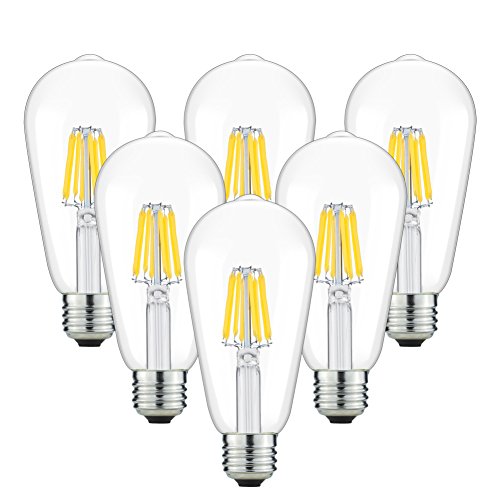 YFXRLIGHT Antique LED Bulbs Soft Warm White 2700K, 8W ST64 Dimmable Vintage Edison LED Bulbs, 80W Equivalent, Squirrel Cage Filament Bulb, 680 Lumens, E26 Clear Glass, Pack of 6(2 Year Warranty)