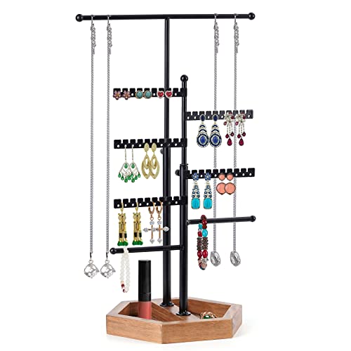 QILICZ Schmuckständer Ohrringständer Kettenständer,8 Tier höhenverstellbar Schmuckbaum Uhrenständer Ohrringhalter,Schmuckhalter Hexagon Schmuckaufbewahrung für Ketten,Ohrringe,Armbänder,Ringe,Uhren Cover