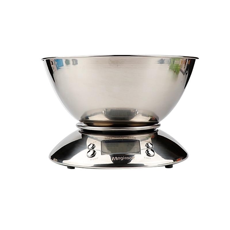 Báscula de cocina de acero inoxidable de 1g a 5kg, báscula for hornear de alta precisión con tazón, báscula de cocina con temporizador inteligente for uso doméstico