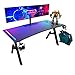 Produktbild Hlonone Ergonomic Gaming Tisch 120x60 cm A Form Mit Led Pc Gaming Schreibtisch Gaming deko Gaming zubehör Zimmer Kopfhörerhalter Schwarz