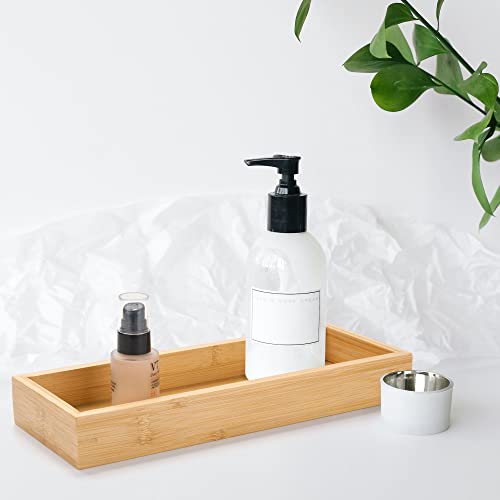 Bamboo Vanity Tray, 11.8 x 4.5 x 1.6 inch Bathroom Counter Tray, Wood