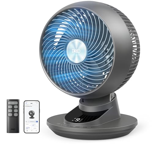 Dreo 20Db Smart Desk Fan For Bedroom, 90°+90° Oscillation, Silent Cooling Air Circulator, Powerful Dc Motor With 85Ft Airflow, 9 Speeds, 6 Modes, 1-12