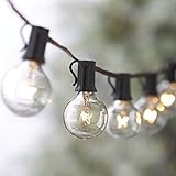 25 Foot G40 Globe String Lights With Bulbs – Black Wire – By Austin Light Co. - UL Listed. Indoor and Outdoor. Great for patios, cafés, parties, homes, bistros, weddings, backyards