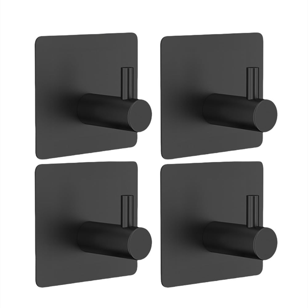 4/1 pz Gancio in Acciaio Inossidabile 304 Adesivo Porta a Muro Chiave Appendiabiti Gancio Bagno Accappatoio Porta Asciugamano Organizzatore Accessori, NERO, 4 PZ, 1