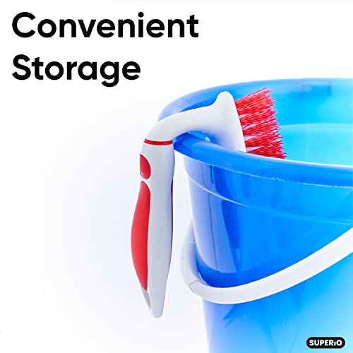 Superio Cleaning Scrub Brush With Stiff Bristles And Comfort Grip Handle,Red 2 Pack Heavy-Duty Household Utility Scrubber For Kitchen, Bathroom, Shower, Sink, Toilet #TOP3