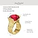 JEAN RACHEL JEWELRY 14K Gold Plated Sterling Silver Ring with 11.75 TCW Cubic Zirconia - Textured Band Vintage Design - Hypoallergenic, Lead & Nickel Free Jewelry Statement Rings for Women, Ruby