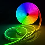 100V-2025新開発LEDテープライトEL蛍光チューブ管 120SMD/M 防水RGB16色変換,配線不要 プラグアンドプレイ 切断可能, クリスマス装飾 ネオンサイン明るい .(16色変換)リモコン付き(8メートル)