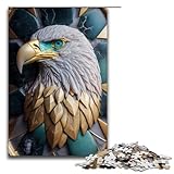 Rompecabezas de 1000 Piezas de águila Abstracta Kintsugi para Adultos Rompecabezas de Madera Juego Educativo 75x50cm
