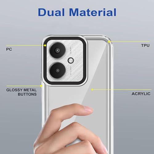 Image of amazon basics Back Case Cover for Mi Redmi 13C 5G | Compatible for Mi Redmi 13C 5G Back Case Cover | Case Cover with Camera Protection | (TPU + PC | Transparent)