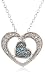 Sterling Silver Blue and White Diamond Double Heart Pendant Necklace (0.07Cttw, G-H Color, I2-I3 Clarity), 18"