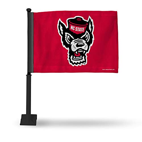 Rico Industries NCAA N.Carolina State Wolfpack Black Pole Car Flag W' Black Pole Double Sided Car Flag - 16