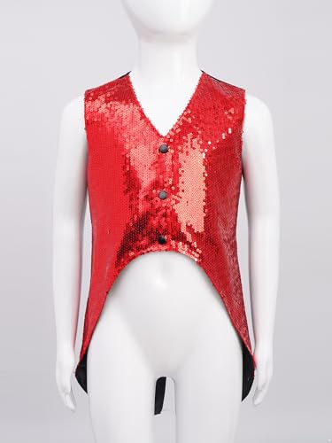 Aislor Kids Boys Sequin Vest Waistcoat Hip Hop Choir Jazz Dance Tops Performance Party Tuxedo Tailcoat Jacket Tops3