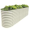 OLLE Galvanized Planter for Vegetables 12-in-1 Large Metal Raised Bed Gardening Kit for Outdoors 32" Tall Size 5X5 Feets 8X2 Feets 4x8 Raised Garden Bed, Ivory