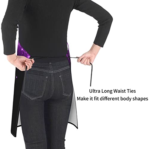 Echoserein Purple Star Glitter Apron Adjustable Bib Aprons With 2 Pockets For Men Women Chef Waterproof Decorative For Kitchen Cooking Bbq Grilling #TOP5