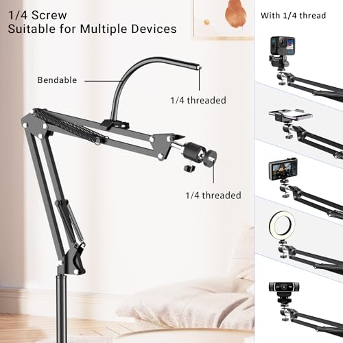 Floor Overhead Phone Mount with Dimmable Ring Light for Filming | Phone Tripod for Content Creators, Perfect for TikTok Videos, Live Streams, Makeup Tutorials, and Hands-Free Recording - image 3