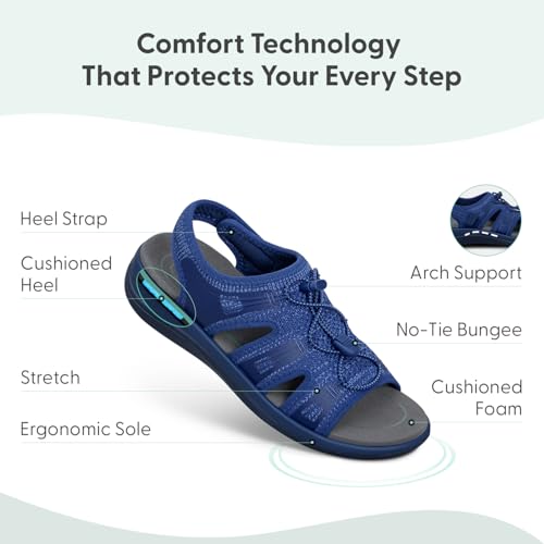 Image of Orthofeet Maui Orthopedic Women Walking Sandal | Adjustable, Stretchable, Breathable with Anatomical Arch Support, Ergonomic Cushioning, Wide Toe Box for Casual Outings