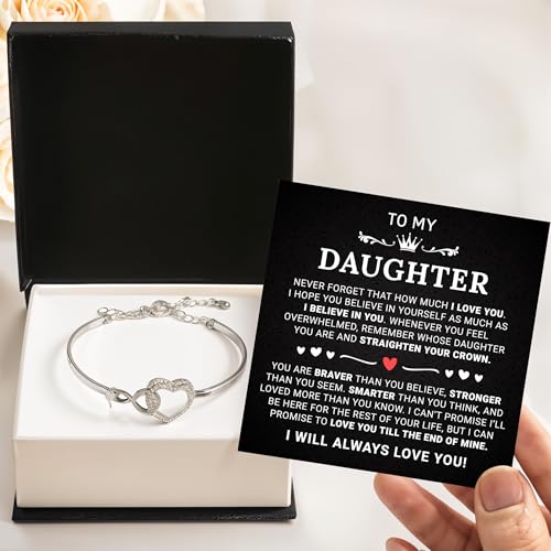 Image of To My Daughter Bracelet From Mom Or Dad With Heartfelt Message & Box Graduation Gifts For Daughter, Graduation Gift, Father Daughter Bracelet, Birthday, Christmas Gifts For Daughter