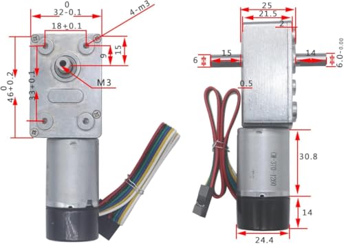 Moteur à engrenage en métal durable et encodeur haute précision 12V DC - 6