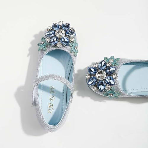 Girls Mary Jane Shoes Princess Elsa Sparkly Flats for Toddler Kids Wedding Birthday Party Costume Dress Up3