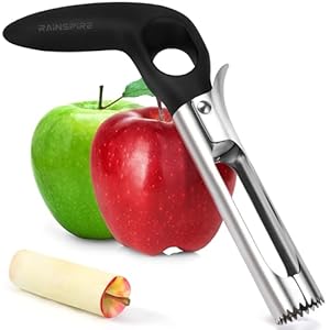 Rainspire Upgraded Apple Corer Tool Kitchen Apple Core Remover Stainless Steel Comfortable Nonslip Handle, Dishwasher Safe, Black