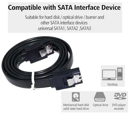 Image of SEEMECX (22cm, Pack of 1 SATA III 6Gbps Straight Data Cable | High-Speed Internal Connector Wire for SSD, HDD, CD /DVD Drive | Durable PVC Coated Cable - Black