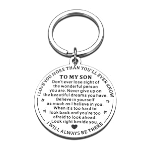 to My Son Gifts from Mom Dad Easter Basket Stuffer for Teen Boys Gifts for Son Keychain Gag Gift Double sided