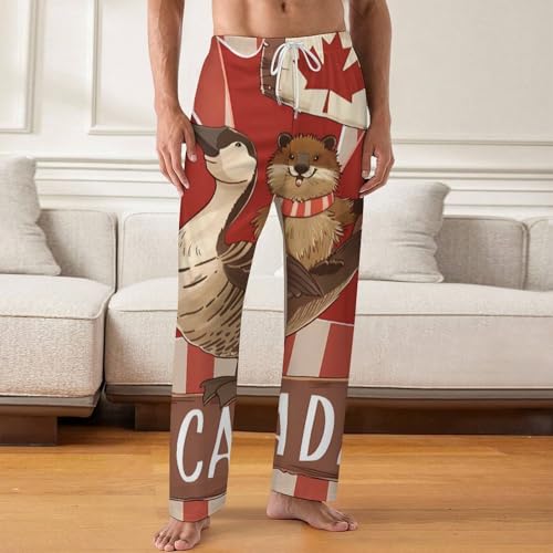 Canadian Beaver Mens Pajama Pants Print Lounge Pant PJ Bottoms Sleepwear Loungewear2
