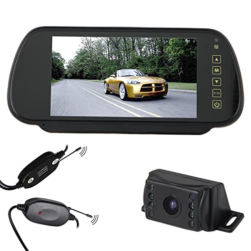 Pathson 7 Pouces TFT Moniteur Rétroviseur De Voiture +Caméra De Recul 7 IR Lampes sans Fils