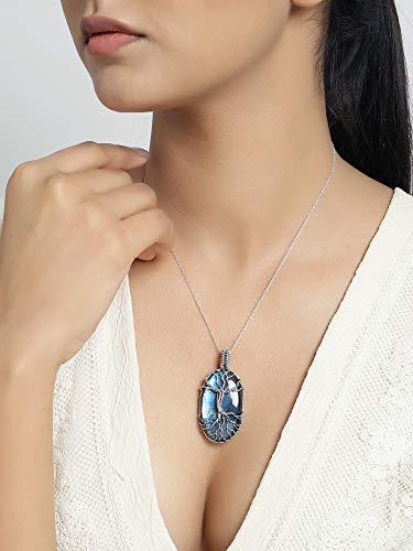 YoTreasure Tree of Life Labradorite Pendant Solid 925 Sterling Silver Chain Necklace Jewelry2