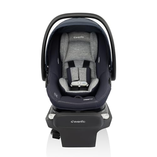 Image of Evenflo Revolve180 LiteMax NXT Rotating Rear-Facing Lightweight Preemie and Infant Car Seat 3-30lbs with Green & Gentle. Easy Install with Base (Beau Navy)