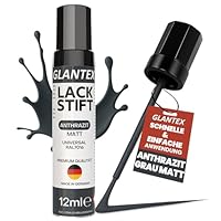GLANTEX Lackstift Anthrazit Matt [12ml] – RAL 7016 Grau Matt – Hohe Deckkraft gegen Kratzer & Steinschläge – für Auto, Terrassendächer, Möbel, Metall u.v.m.