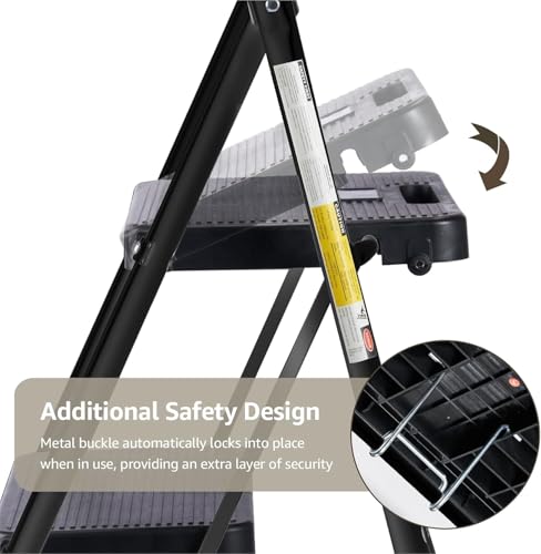 image for Our Modern Space 4-Step Ladder with Wide Anti-Slip Platform & Thick Ru