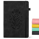 Lined Journal Notebook for Women, A5 Black Hardcover Leather Journals for Writing, 200 Pages Travel Daily Journal,Thick College Ruled Notebook for Work School, Note Taking, Business 5.75'' X 8.38''