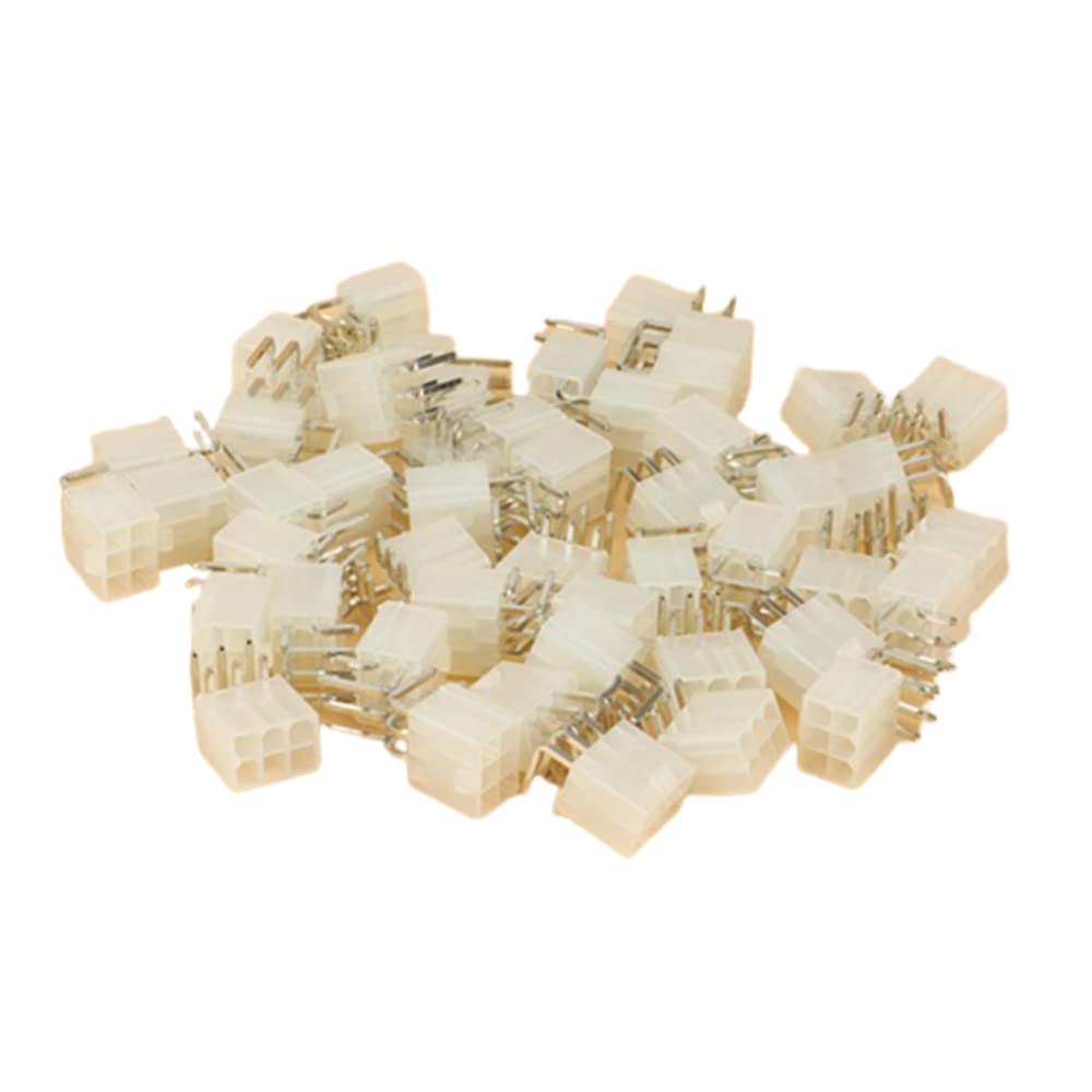 Jkjhbhged 100Pcs 4.2MM 6 Pin Header Male Pin for Graphics Card GPU PCI-E PCIe Power Connector Right Angle Through Hole Video Card, transparent white, 500187724