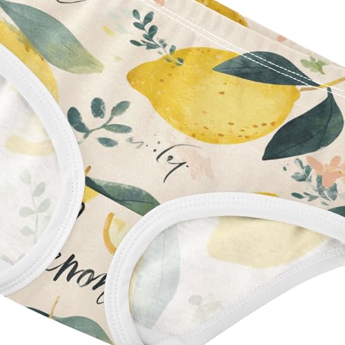 Wusikd Lemons Flowers Leaf Girls' Underwear Cotton Girls Briefs Soft Toddler Underwear 2T4